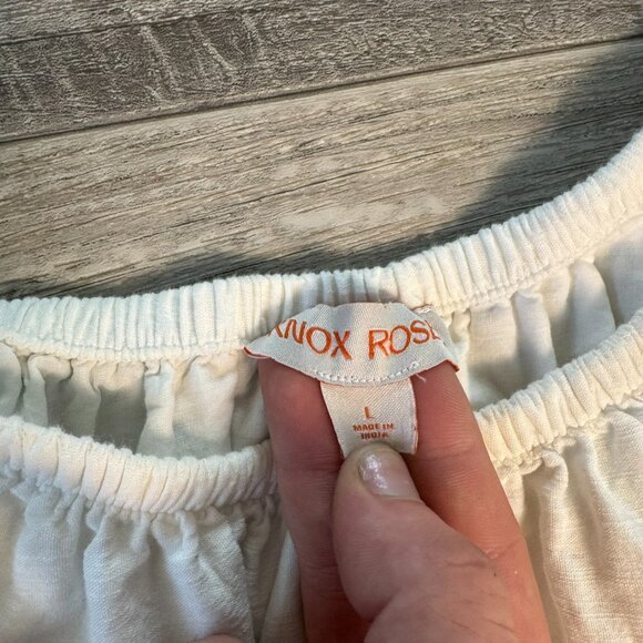 Knox Rose White Knit Dress Floral, Embroidered, Puff Sleeves P28 - Picture 2 of 6